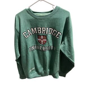 Cambridge University Crewneck Sweatshirt Green Embroidered Crest Large